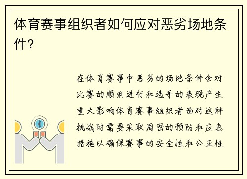 体育赛事组织者如何应对恶劣场地条件？